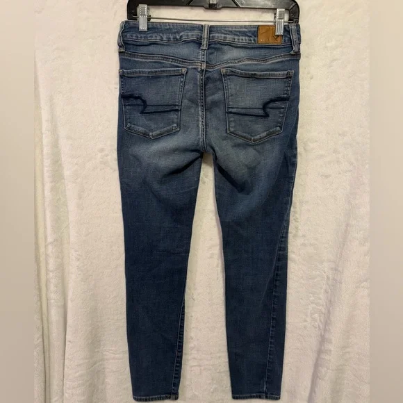 American Eagle Skinny Low Rise Jeans Womens 6 Blue Stretch Jeggings Skater Indie - Picture 6 of 12